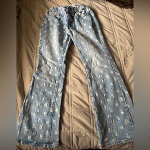Old Navy Light Blue Floral girls Jeans flares